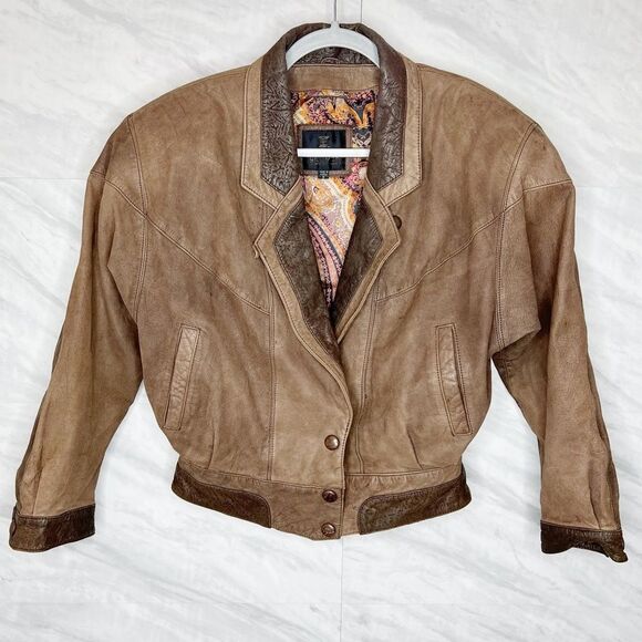 Byrnes & Baker Vintage Leather Crop Jacket Small - Picture 1 of 12